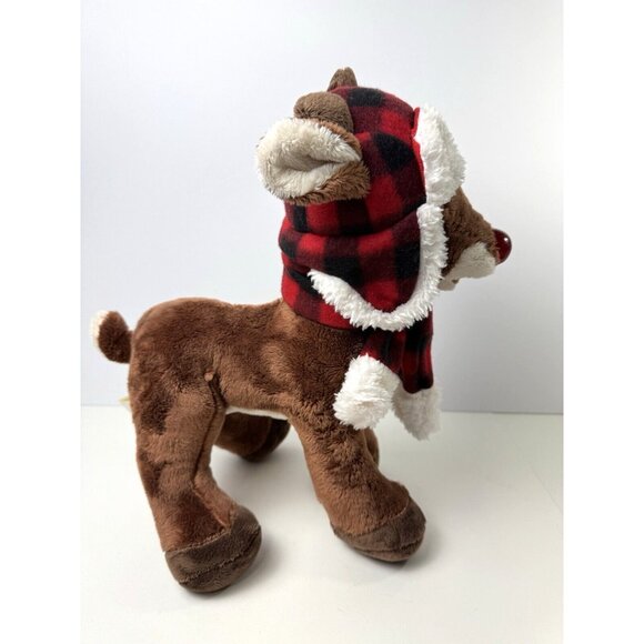 Dan Dee Collectors Choice Rudolph Red Nose Reindeer 12" Stuffed Plush Hat Scarf - Picture 4 of 11